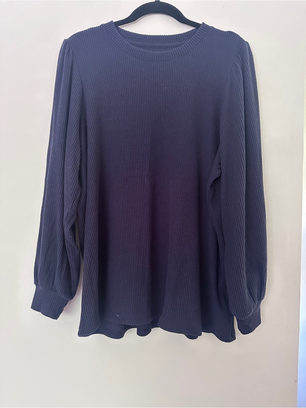 Navy Ribbed Long-Sleeve Sweater